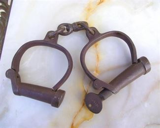 antique British handcuffs