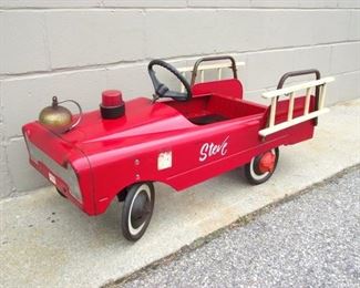 vintage metal fire engine pedal car