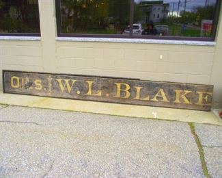 antique wooden hand painted advertising sign, portland maine, blake supply