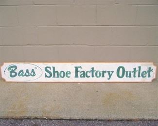 vintage advertising, wooden hand painted bass shoe sign