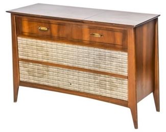 10. Vintage Silvertone Stereo Record Player in Wood Commode