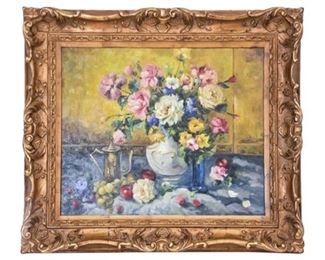 12. Signed Oil on Canvas Floral Still Life