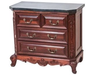 32. Bed Side Mahogany Chest of Drawers wMarble Top by HOOKER
