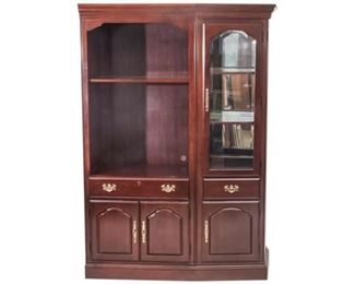 40. Contemporary Two 2 Piece Chippendale Mahogany Bookcase  Display Cabinet