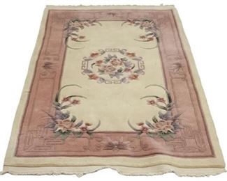 44. Asian Style Wool Area Rug wCut Floral Designs