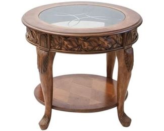 49. Carved Table with Inset Glass Top