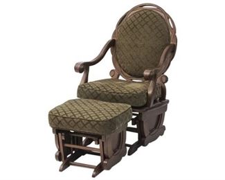 50. Upholstered Armchair with Matching Footstool