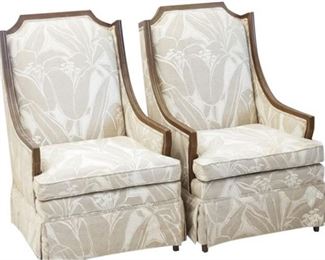 52. Pair of Floral Upholstered Armchairs