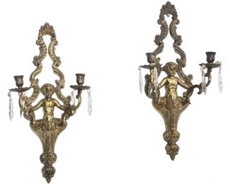 85. Pair of Gilt Bronze Figural Sconces