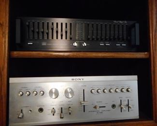 Sony Integrated Amplifier Second shelf. Top Shelf is a ADC Stereo Frequency Equalizer 