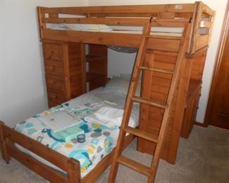 Second bunk bed with side desk and ladder