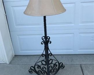 HEAVY CURLED SCROLLED IRON BASE FLOOR LAMP $ 150.00