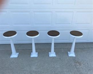 1950'S SODA FOUNTAIN STOOLS, OAK ORIGINAL TOPS PRISTINE CONDITION $ 275.00 SET OF 4 RARE FIND