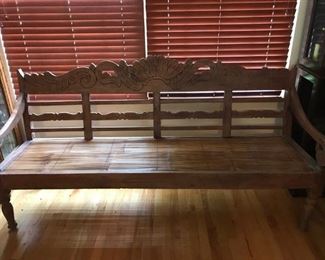 TEAK WOOD BENCH, DAY BED, VERY OLD, PRISTINE CONDITION, $ 600.00 FIRM