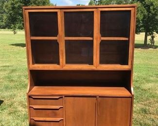MID CENTURY WALNUT CHINA CABINET , DESIGNER ADRIAN PEARSAL, PRISTINE CONDITION, $ 250.00, WE HAVE THE MATCHING CHAIRS THAT WERE WITH THE SET TOO