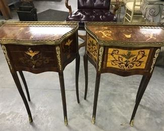 ITALIAN 3 DRAWER SMALL INLAID TABLES, 175.00 EACH
