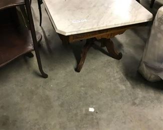 VICTORIAN WALNUT MARBLE TOP COFFEE TABLE $ 150.00