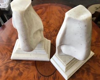 THE NOSE BOOKENDS, MID CENTURY MARBLIZED COMPOSITE $ 150.00