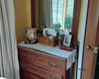 Antique Walnut lowboy with mirror