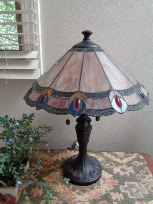 Lots of lovely stained glass lamps & 1 or more hanging piece in this sale
