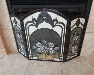 stained glass fireplace surround