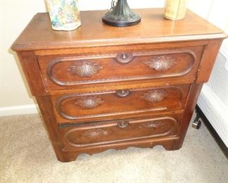 3 drawer vintage walnut chest