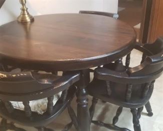 vintage round kitchen table 46" round $25 (needs to be refinished) has 4 chairs