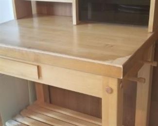 butcher block island or stand with removable desk pieces on top $35