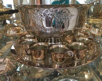 Beautiful silverplate punch bowl set 