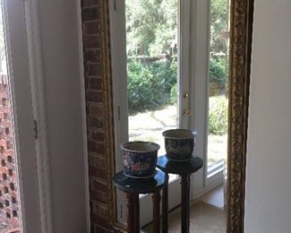 Large Mirror, plant stand and pot 