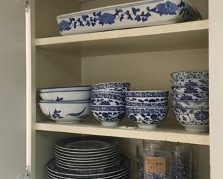 Blue and white kitchen ware 