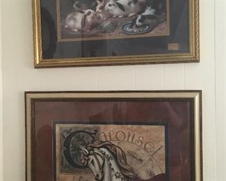 Carousel Horse Framed art / Bunny Rabbit Framed art 