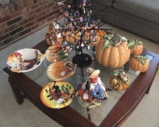 Square Glass Top table, Halloween/Fall Decor