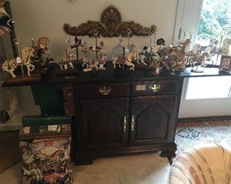 Buffet Server with collection of carousel horses