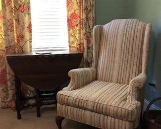 Gate leg table , Wing chair