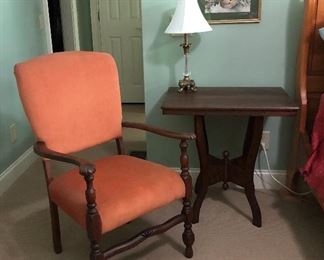 Nice carved leg chair and side table