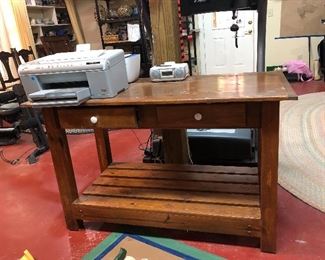 Wood table, 2 printers...