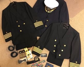 US Navy uniforms, hat, pins, belts ...