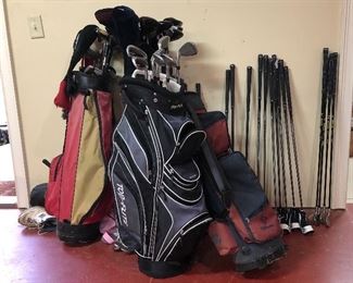 Golf Clubs; Cleveland Warrior 'True Launch' HB3 set of 7, Softac Fibre Match by Brunswick Golf, MG golf Groove Swing Trainer Seniors, Infiniti Golf MG, Ram Concept Caiman Bower Play X2, Strater...
