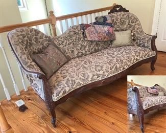 Victorian sofa with nice wood carved details