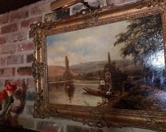 Original 19th century oil painting 
Signed Theo Hines