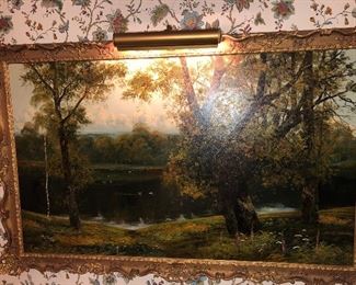 Theodore Hines 
Framed 19th century original oil
“A Surrey Pond”