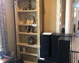 WE HAVE 2 OF THESE HABERSHAM BOOK SHELVES    SNELL SURROUND SOUND SYSTEM