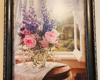 Large framed floral wall art