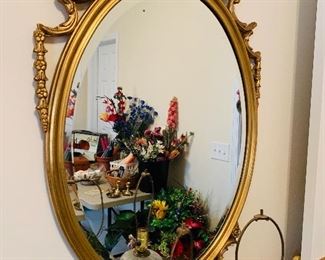 Ornate gold oval beveled Mirror 