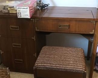 Vintage sewing table and bench