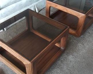 Mid-century walnut side tables