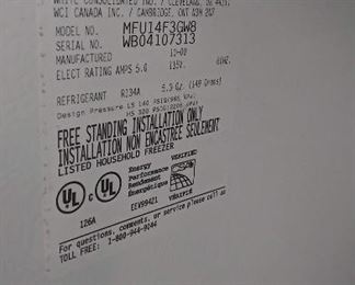 Frigidaire upright frost free freezer