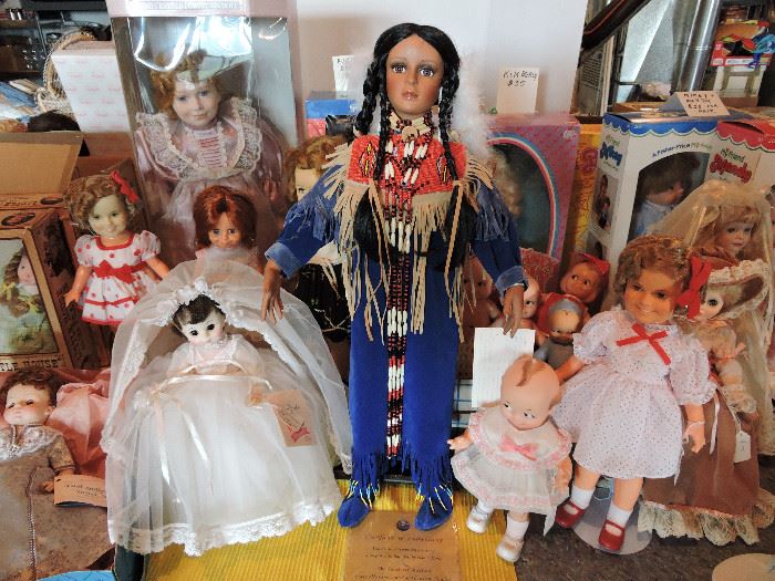 Madame Alexander bride, Blackfeet tribe woman, Kewpie, Shirley Temple