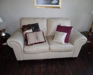 Real leather, cream, love seat